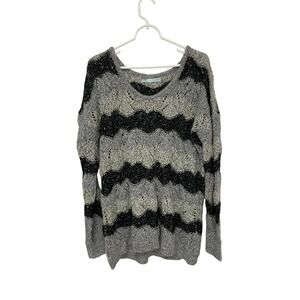 Maurices Striped Sweater Sparkle Knit Pullover‎ Long Sleeve Gray Black XXL